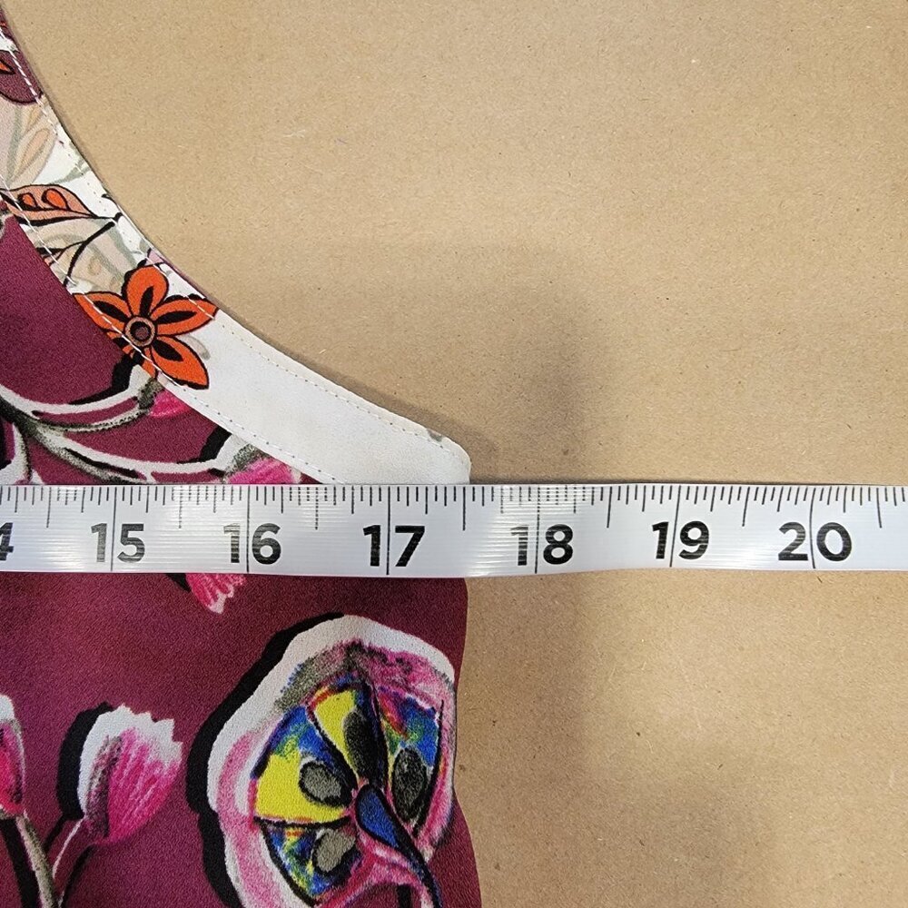C&E (Cooper & Ella) Size S Burgundy Floral Sleeveless Blouse, Exc. Used Cond. - Picture 8 of 13